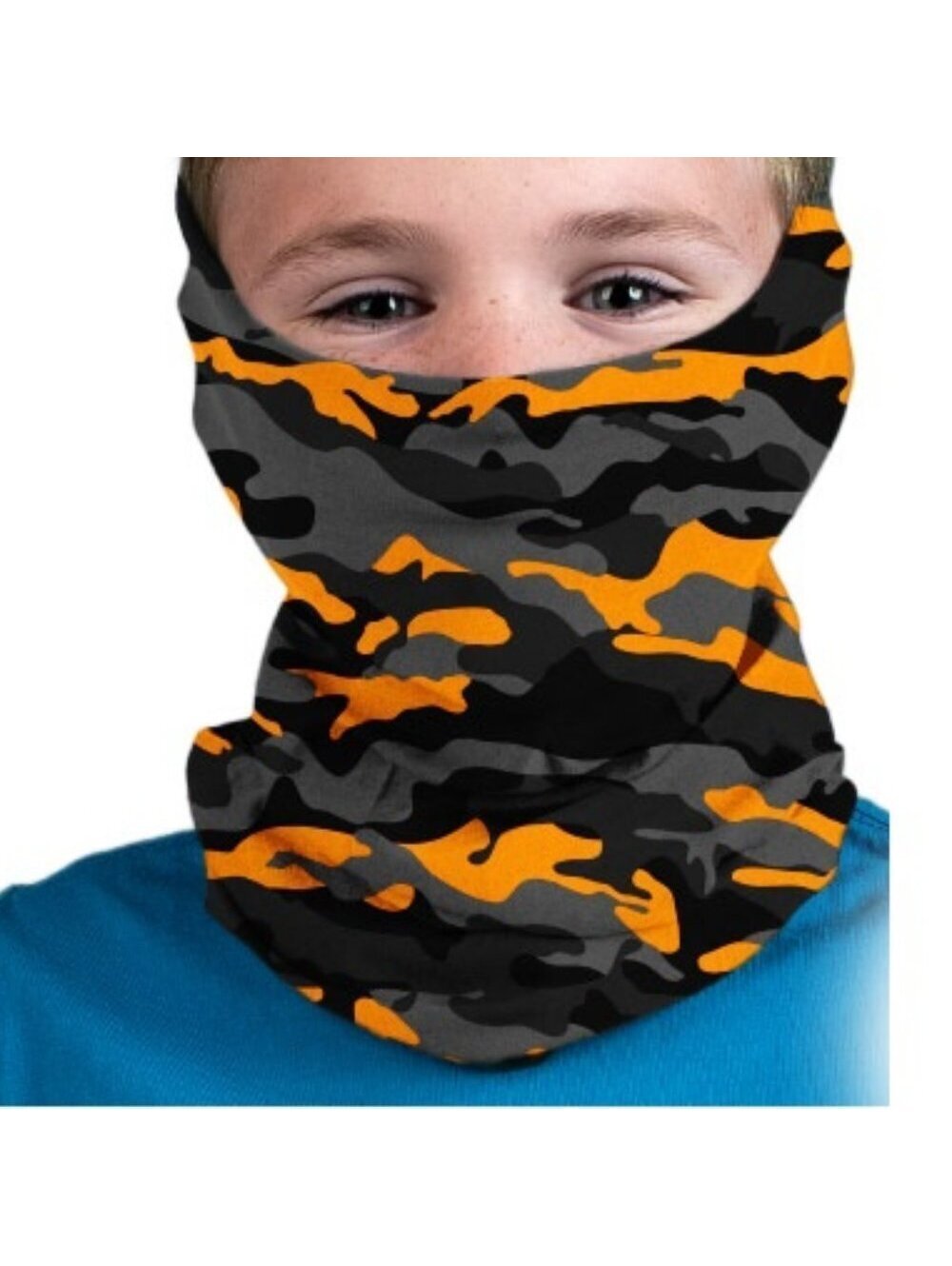 Neck Gaiter Orange Camouflage Boys SA Face Mask Headband Shield Wrap Kids